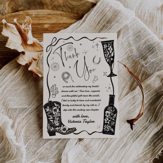 ウェスタンカントリー風のテーマのブライズシャワー サンキューカード