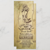 ウェスタンカントリー風の古いブーツとヴィンテージ結婚式の招待状 招待状 (正面/裏面)