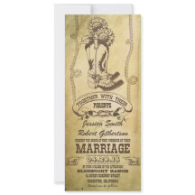 ウェスタンカントリー風の古いブーツとヴィンテージ結婚式の招待状