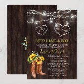 ウェスタンカントリー カウボーイブーツ ひまわり I DO BBQ 招待状 (正面/裏面)