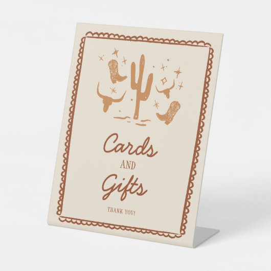 ウェスタンカードとギフトブライダルシャワーパーティーのサイン 台座サイン (正面)