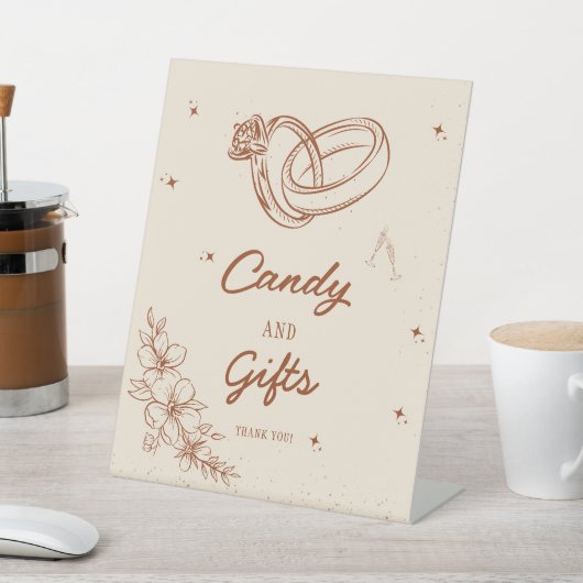 ウェスタンカードとギフトブライダルシャワーパーティーのサイン 台座サイン (インサイチュ)