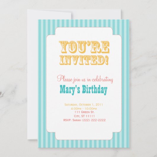 ウェスタンカーニバル-招待されました!-青と黄 招待状 (正面)