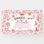 ウェスタンガールファーストロデオピンク誕生日バナー 横断幕 (横)