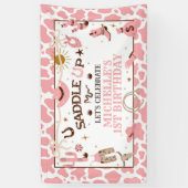 ウェスタンガールファーストロデオピンク誕生日バナー 横断幕 (縦)