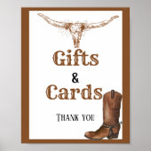ウェスタンギフトとカードブライダルシャワーサイン ポスター (正面)