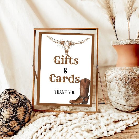 ウェスタンギフトとカードブライダルシャワーサイン ポスター