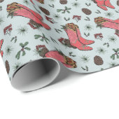 ウェスタンクリスマスカウボーイブーツ,ピネコーン&ベリー ラッピングペーパー (ロールコーナー)