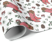 ウェスタンクリスマスカウボーイブーツ,ピネコーン&ベリー ラッピングペーパー (ロールコーナー)