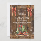 ウェスタンクリスマス、ホリデーホームダウン招待状、カウボーイブーツ 招待状 (正面)