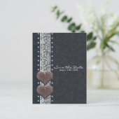 ウェスタングラム ブラックレザー＆ダイヤモンド Save the Date 案内ポストカード (スタンド正面)