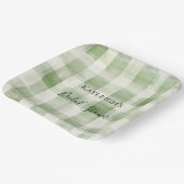 ウェスタングリーン・クリームチェックストライプのブライズシャワー ペーパープレート (傾斜あり)