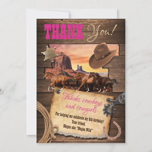 ウェスタンコウガール感謝カード 招待状 (正面)