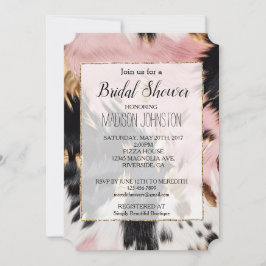 ウェスタンコウガール ピンク 黒 白 ゴールドカウハイド 招待状