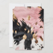 ウェスタンコウガール ピンク 黒 白 ゴールドカウハイド 招待状 (裏面)