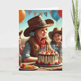 ウェスタンコウガール 誕生日グリーティングカード カード