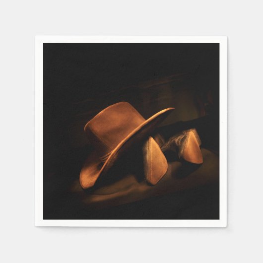 ウェスタンコウボーイハット＆ブーツペーパーナプキン スタンダードカクテルナプキン (正面)