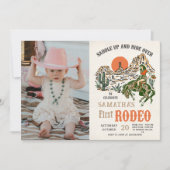 ウェスタンコウボーイ ファーストロデオ 1歳の誕生日写真 招待状 (正面)