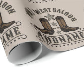 ウェスタンコウボーイ ブーツ シェリフ スパー サルーン ラッピングペーパー (ロールコーナー)