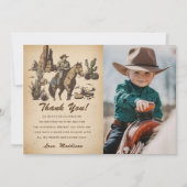 ウェスタンコウボー誕生日パーティー感謝カード写真 招待状 (正面)