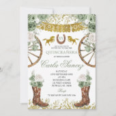 ウェスタンゴールドとセージグリーンのチャラ15歳 招待状 (正面)