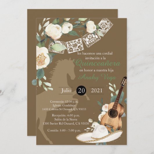 ウェスタンゴールドチャロマリアチウォーターカラー招待状 招待状 (正面/裏面)