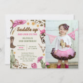 ウェスタンサドルを上げ、誕生日写真に参加 招待状 (正面)