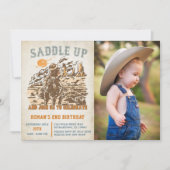 ウェスタンサドルを上げ、誕生日写真に参加 招待状 (正面)