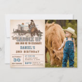 ウェスタンサドルを上げ、誕生日写真に参加 招待状 (正面)