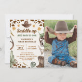 ウェスタンサドルを上げ、誕生日写真に参加 招待状 (正面)