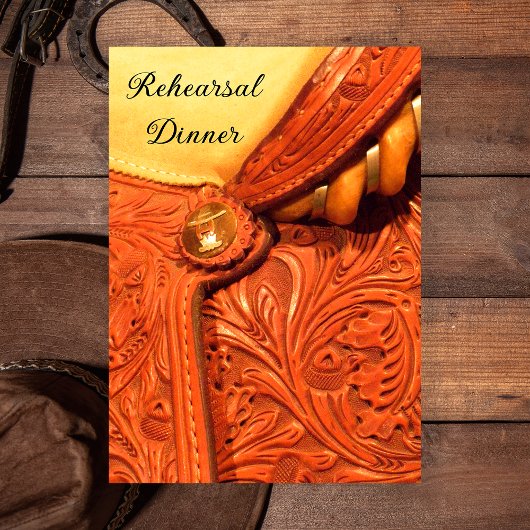 ウェスタンサドルカントリー結婚式のリハーサルディナー 招待状