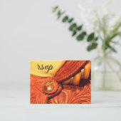 ウェスタンサドルカントリー結婚式RSVPレスポンスカード エンクロージャーカード (スタンド正面)