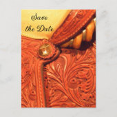 ウェスタンサドル国の結婚式の日付を保存 案内ポストカード (正面)