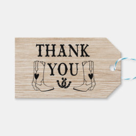 ウェスタンサンキューウッドカウボーイブートカントリーウェディング ギフトタグ