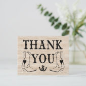 ウェスタンサンキューウッドカウボーイブートカントリーウェディング ポストカード (スタンド正面)