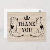 ウェスタンサンキューウッドカウボーイブートカントリーウェディング ポストカード (正面/裏面)