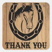 ウェスタンサンキューホースシューウッドカントリーウェディング スクエアシール (正面)