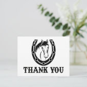 ウェスタンサンキューホースシューズ結婚のブラック ポストカード (スタンド正面)