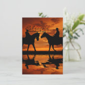 ウェスタンサンセット乗馬カウボーイシルエット 招待状 (スタンド正面)
