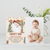 ウェスタンサンタスイートワンクリスマス誕生日写真 招待状 (スタンド正面)