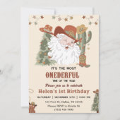 ウェスタンサンタ なんて楽しいクリスマスお誕生日 招待状 (正面)