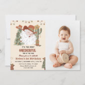 ウェスタンサンタ クリスマス誕生日写真 招待状 (正面)