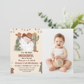 ウェスタンサンタ クリスマス誕生日写真 招待状 (スタンド正面)