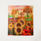 ウェスタンサンフラワーズアート絵画ズ – ファ素朴ーム タペストリー (正面)