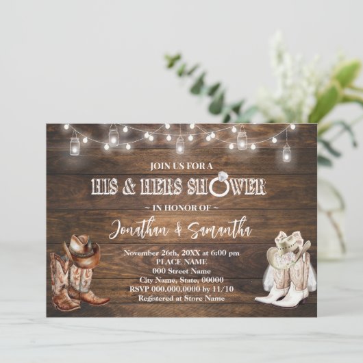 ウェスタンザーズと彼女のウェディングシャワーカウボーイブーツ 招待状 (スタンド正面)