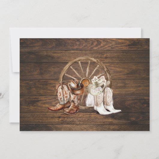 ウェスタンザーズと彼女のウェディングシャワーカウボーイブーツ 招待状 (裏面)