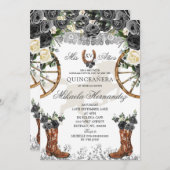 ウェスタンシルバーとブラックチャラブーツ15 Anos 招待状 (正面/裏面)