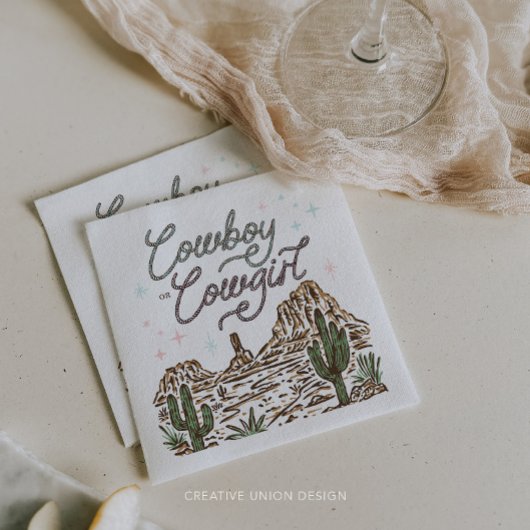 ウェスタンジェンダーがシャワーのカウボーイまたは女性のカーボーイを明らかにする スタンダードカクテルナプキン