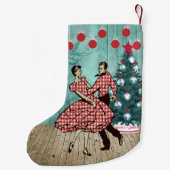 ウェスタンスクエア踊りカップルのクリスマスダンス スモールクリスマスストッキング (裏面)