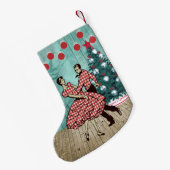 ウェスタンスクエア踊りカップルのクリスマスダンス スモールクリスマスストッキング (裏面 (吊り時))